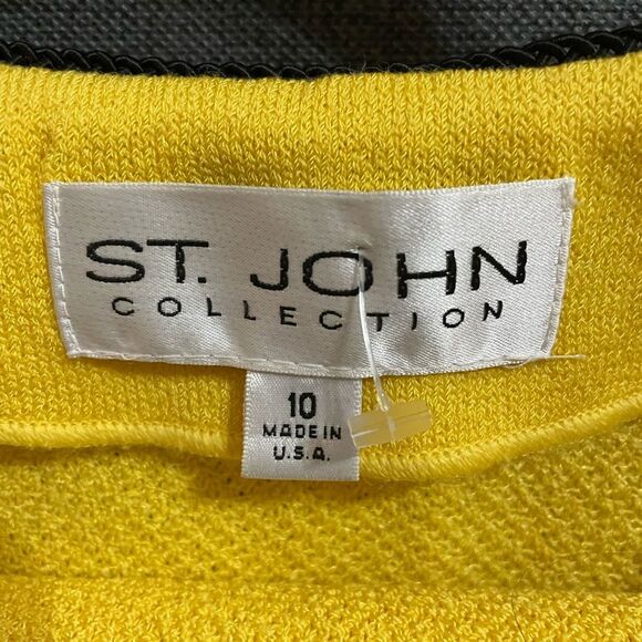 St. John Collection Yellow Embellished Blazer and skirt - Picture 5 of 6